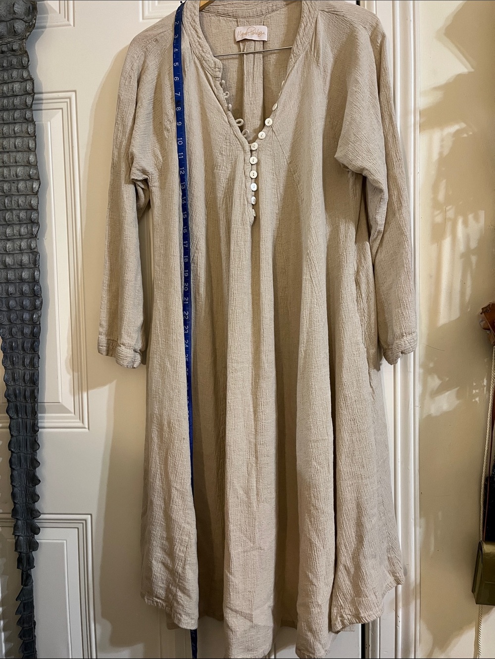 Myrah Peñaloza Light Taupe Long-Sleeve Button-Front Women's Dress